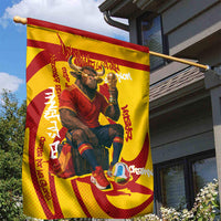 Spain Football Bull Mascot Garden Flag Spanish Pride Champion Soccer Trophy Graffiti