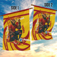 Spain Football Bull Mascot Garden Flag Spanish Pride Champion Soccer Trophy Graffiti
