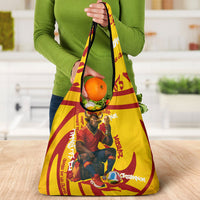 Spain Football Bull Mascot Grocery Bag Spanish Pride Champion Soccer Trophy Graffiti