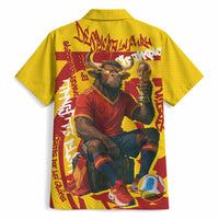 Spain Football Bull Mascot Hawaiian Shirt Spanish Pride Champion Soccer Trophy Graffiti