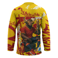 Spain Football Bull Mascot Hockey Jersey Spanish Pride Champion Soccer Trophy Graffiti