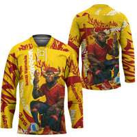 Spain Football Bull Mascot Hockey Jersey Spanish Pride Champion Soccer Trophy Graffiti