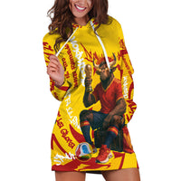 Spain Football Bull Mascot Hoodie Dress Spanish Pride Champion Soccer Trophy Graffiti