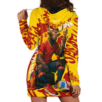 Spain Football Bull Mascot Hoodie Dress Spanish Pride Champion Soccer Trophy Graffiti