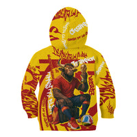 Spain Football Bull Mascot Kid Hoodie Spanish Pride Champion Soccer Trophy Graffiti