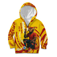 Spain Football Bull Mascot Kid Hoodie Spanish Pride Champion Soccer Trophy Graffiti