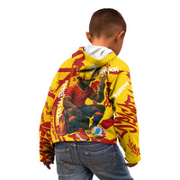 Spain Football Bull Mascot Kid Hoodie Spanish Pride Champion Soccer Trophy Graffiti