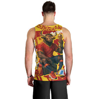 Spain Football Bull Mascot Men Tank Top Spanish Pride Champion Soccer Trophy Graffiti
