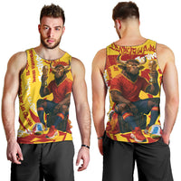 Spain Football Bull Mascot Men Tank Top Spanish Pride Champion Soccer Trophy Graffiti