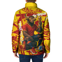 Spain Football Bull Mascot Padded Jacket Spanish Pride Champion Soccer Trophy Graffiti