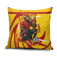 Spain Football Bull Mascot Pillow Cover Spanish Pride Champion Soccer Trophy Graffiti