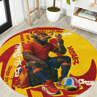 Spain Football Bull Mascot Round Carpet Spanish Pride Champion Soccer Trophy Graffiti