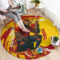 Spain Football Bull Mascot Round Carpet Spanish Pride Champion Soccer Trophy Graffiti