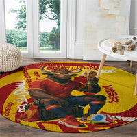 Spain Football Bull Mascot Round Carpet Spanish Pride Champion Soccer Trophy Graffiti