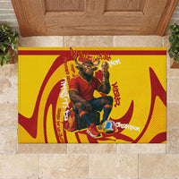 Spain Football Bull Mascot Rubber Doormat Spanish Pride Champion Soccer Trophy Graffiti
