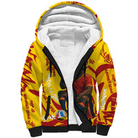 Spain Football Bull Mascot Sherpa Hoodie Spanish Pride Champion Soccer Trophy Graffiti