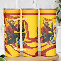 Spain Football Bull Mascot Skinny Tumbler Spanish Pride Champion Soccer Trophy Graffiti
