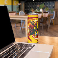 Spain Football Bull Mascot Skinny Tumbler Spanish Pride Champion Soccer Trophy Graffiti