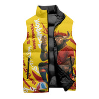 Spain Football Bull Mascot Sleeveless Puffer Jacket Spanish Pride Champion Soccer Trophy Graffiti