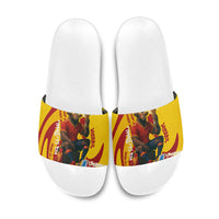 Spain Football Bull Mascot Slide Sandals Spanish Pride Champion Soccer Trophy Graffiti