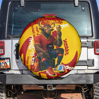 Spain Football Bull Mascot Spare Tire Cover Spanish Pride Champion Soccer Trophy Graffiti