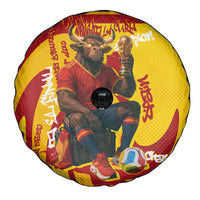 Spain Football Bull Mascot Spare Tire Cover Spanish Pride Champion Soccer Trophy Graffiti