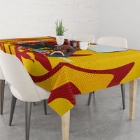 Spain Football Bull Mascot Tablecloth Spanish Pride Champion Soccer Trophy Graffiti