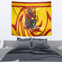 Spain Football Bull Mascot Tapestry Spanish Pride Champion Soccer Trophy Graffiti
