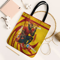 Spain Football Bull Mascot Tote Bag Spanish Pride Champion Soccer Trophy Graffiti