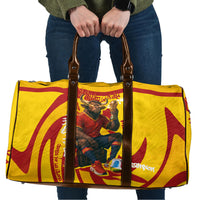 Spain Football Bull Mascot Travel Bag Spanish Pride Champion Soccer Trophy Graffiti