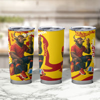 Spain Football Bull Mascot Tumbler Cup Spanish Pride Champion Soccer Trophy Graffiti