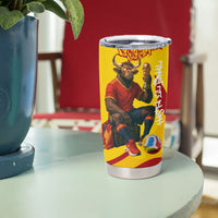 Spain Football Bull Mascot Tumbler Cup Spanish Pride Champion Soccer Trophy Graffiti
