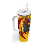 Spain Football Bull Mascot Tumbler With Handle Spanish Pride Champion Soccer Trophy Graffiti