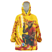 Spain Football Bull Mascot Wearable Blanket Hoodie Spanish Pride Champion Soccer Trophy Graffiti
