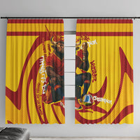 Spain Football Bull Mascot Window Curtain Spanish Pride Champion Soccer Trophy Graffiti