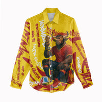 Spain Football Bull Mascot Women Casual Shirt Spanish Pride Champion Soccer Trophy Graffiti