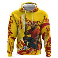 Spain Football Bull Mascot Zip Hoodie Spanish Pride Champion Soccer Trophy Graffiti