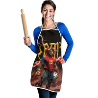 Spain Football Apron Spanish Pride Bull Mascot Gothic Metal Lightning Storm