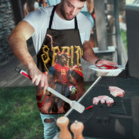 Spain Football Apron Spanish Pride Bull Mascot Gothic Metal Lightning Storm