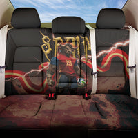 Spain Football Back Car Seat Cover Spanish Pride Bull Mascot Gothic Metal Lightning Storm