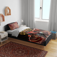 Spain Football Bedding Set Spanish Pride Bull Mascot Gothic Metal Lightning Storm