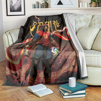 Spain Football Blanket Spanish Pride Bull Mascot Gothic Metal Lightning Storm