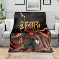 Spain Football Blanket Spanish Pride Bull Mascot Gothic Metal Lightning Storm
