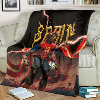 Spain Football Blanket Spanish Pride Bull Mascot Gothic Metal Lightning Storm