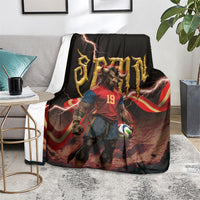 Spain Football Blanket Spanish Pride Bull Mascot Gothic Metal Lightning Storm