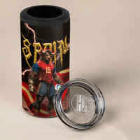 Spain Football 4 in 1 Can Cooler Tumbler Spanish Pride Bull Mascot Gothic Metal Lightning Storm