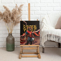 Spain Football Canvas Wall Art Spanish Pride Bull Mascot Gothic Metal Lightning Storm