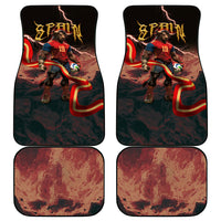 Spain Football Car Mats Spanish Pride Bull Mascot Gothic Metal Lightning Storm