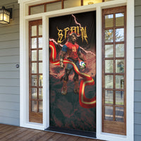 Spain Football Door Cover Spanish Pride Bull Mascot Gothic Metal Lightning Storm