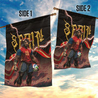 Spain Football Garden Flag Spanish Pride Bull Mascot Gothic Metal Lightning Storm